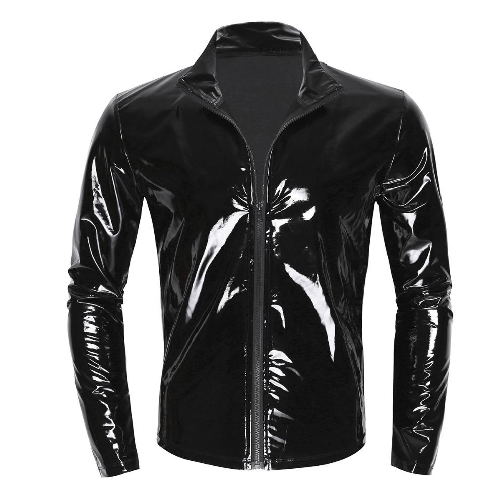 Zwarte heren lakjas lak jas lakleer glimmende wetlook mannen, Verzenden, Nieuw, Overige maten, Overige thema's