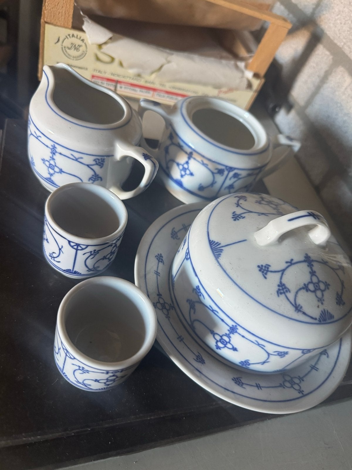 Vintage Zwiebelmuster Melkkan, Suikerpot, Botervloot & Eierd, Ophalen of Verzenden