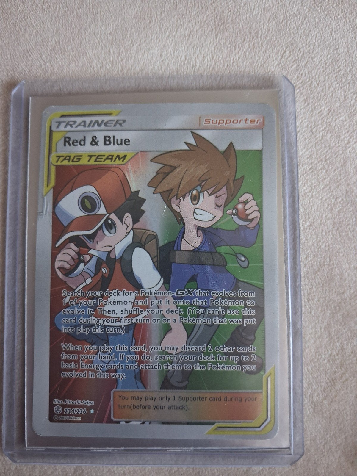 red en blue is normaal198 moet weg  Raichu GX & Red & Blue, Ophalen of Verzenden, Zo goed als nieuw, Meerdere kaarten, Foil