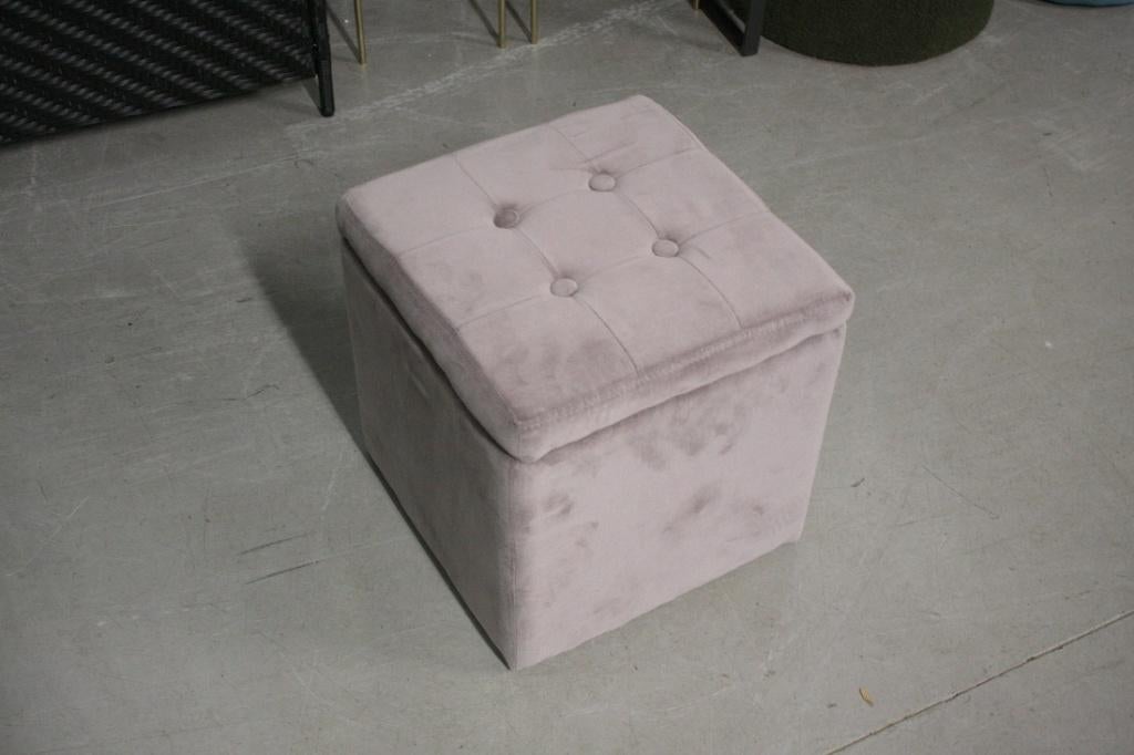Leuke vierkant poef hocker velvet lila met opbergvak, Minder dan 50 cm, Vierkant, Minder dan 50 cm, Ophalen of Verzenden