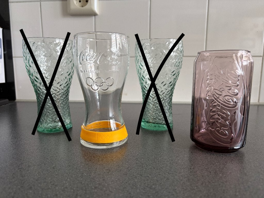 Coca-Cola glazen: Olympische Spelen en blikvorm, Ophalen of Verzenden, Gebruikt, Frisdrankglas