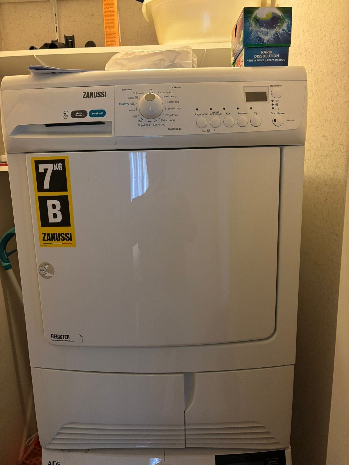 Zanussi 7kg Condensdroger, Witgoed en Apparatuur, Wasdrogers, Ophalen, 6 tot 8 kg, Gebruikt, Voorlader