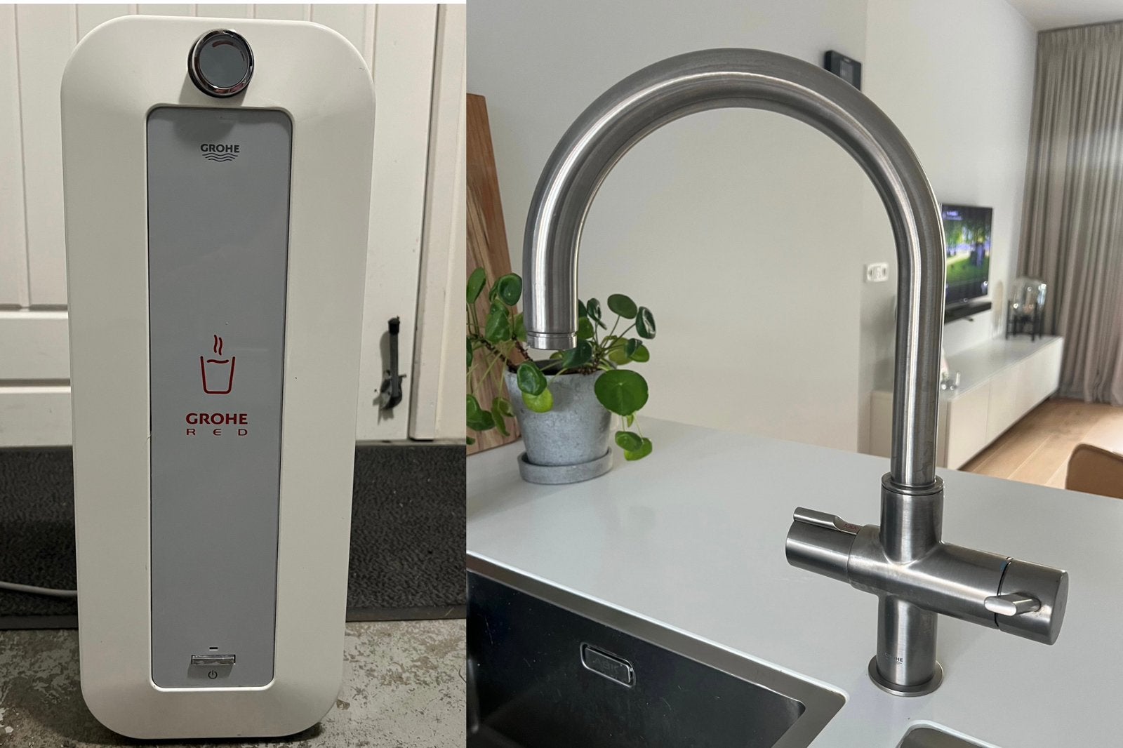 Grohe Red Combi Boiler + RVS Kraan - Direct Kokend Water, Doe-het-zelf en Verbouw, Geisers en Boilers, Ophalen, Gebruikt, Boiler
