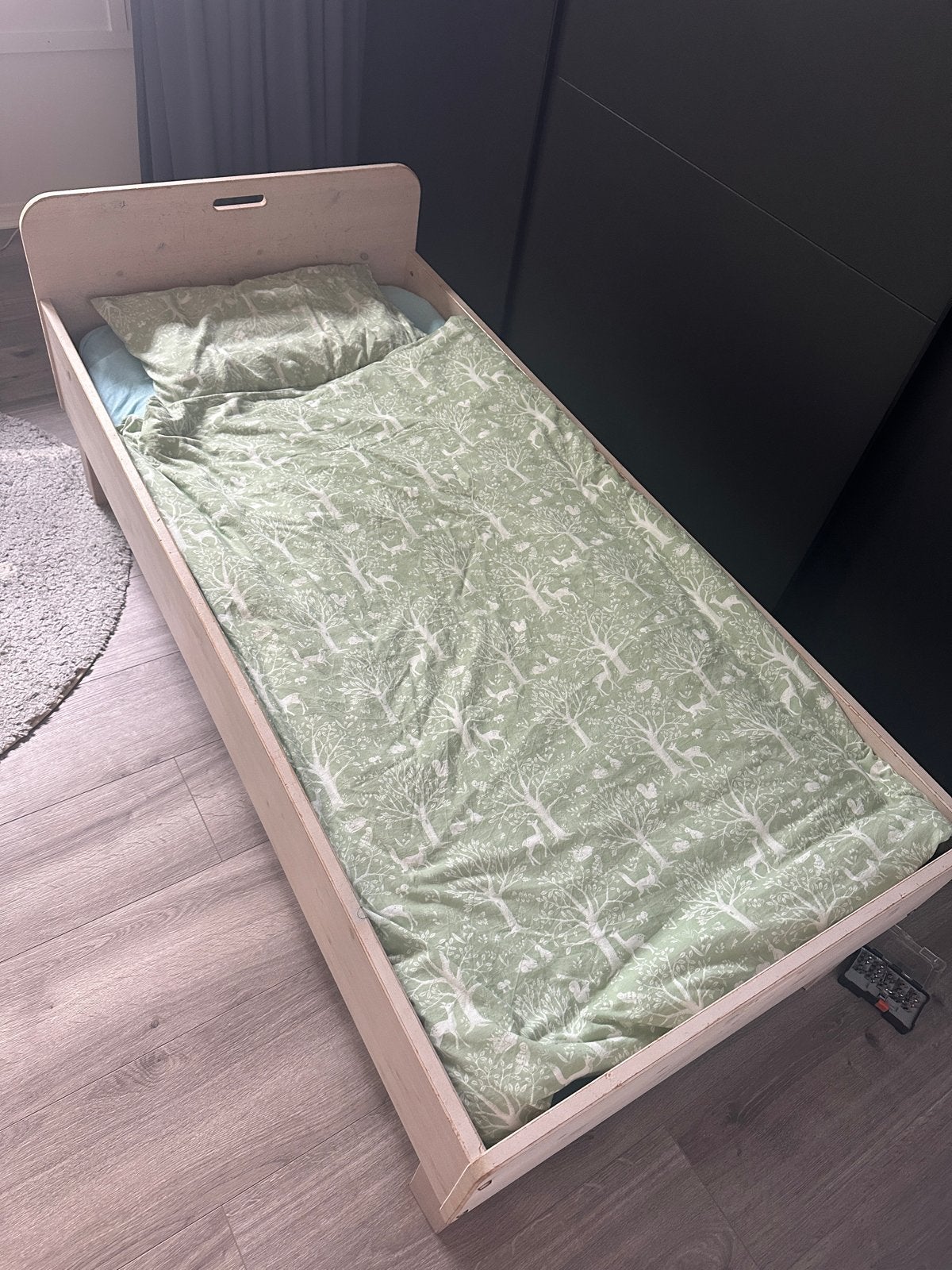 Kinderbedje met matras en lattenbodem, Ophalen, Gebruikt, 70 tot 85 cm, Lattenbodem