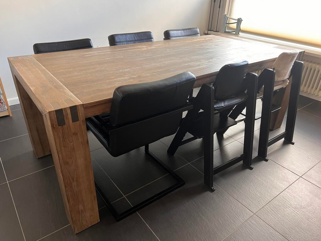 Houten eettafel bassano pronto 220x100 cm (plek voor 6), Ophalen, Rechthoekig, 200 cm of meer, 50 tot 100 cm