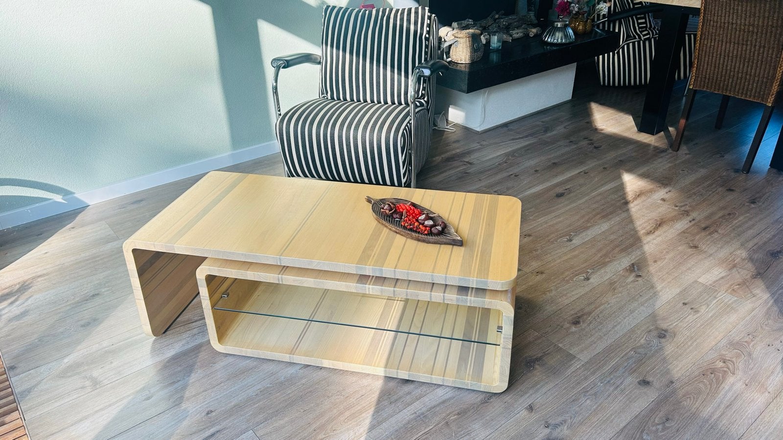 Originele Leolux salontafel, draaibaar en uitschuifbaar, Ophalen, Gebruikt, 100 tot 150 cm, 50 tot 100 cm