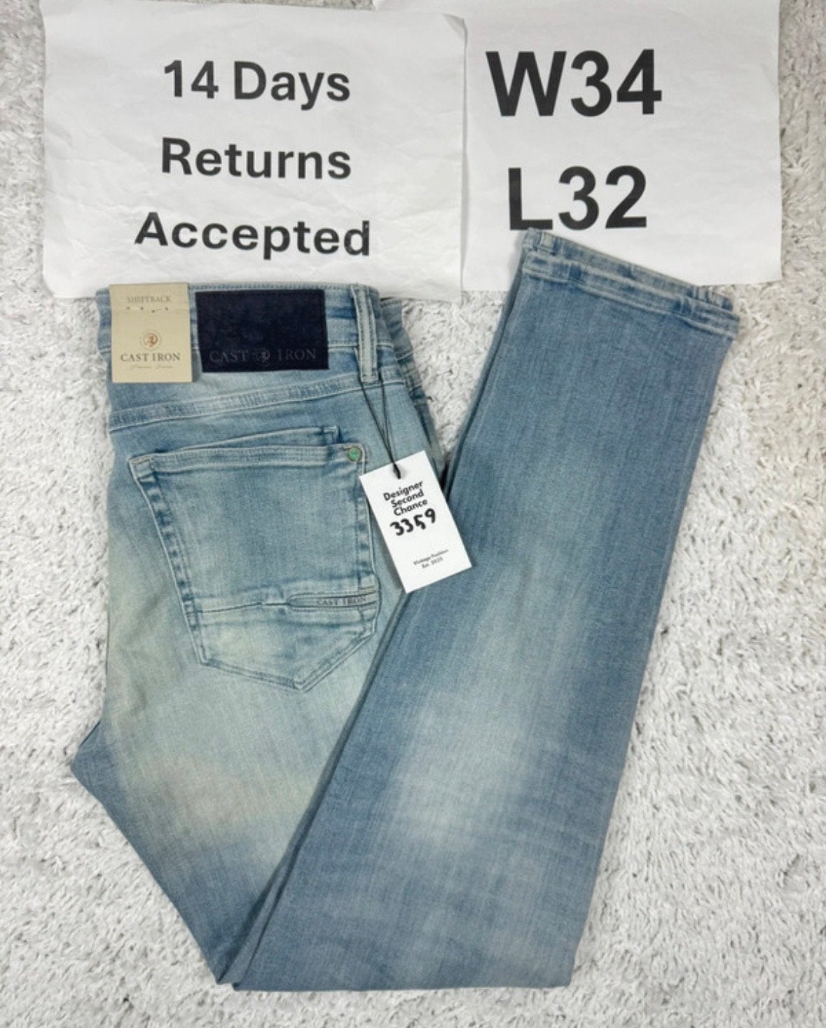Cast Iron Shiftback Jeans Tapered Fit Blauw W34 L32, B, Nieuw, H, H