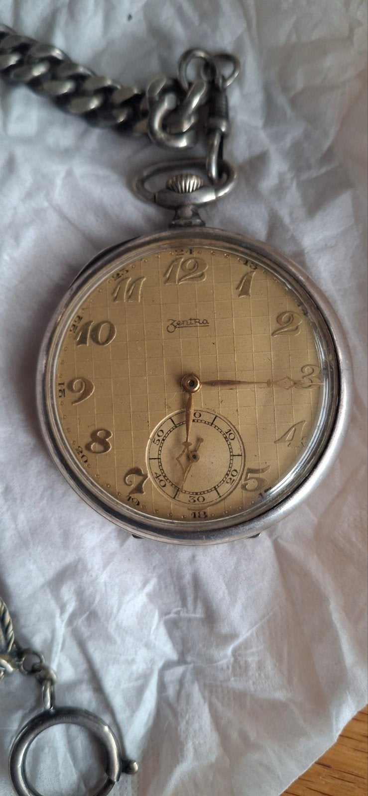Vintage Sentra Zakhorloge met Ketting, Overige merken, Zakhorloge, 1930 tot 1960, Ophalen of Verzenden