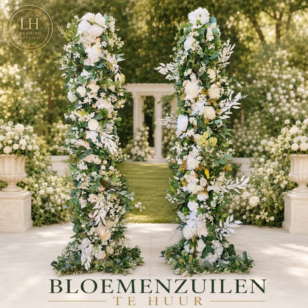Luxe witte bloemenzuilen te huur | Bruiloft & ceremonie, Ophalen, Nieuw, Geboorte of Huwelijk