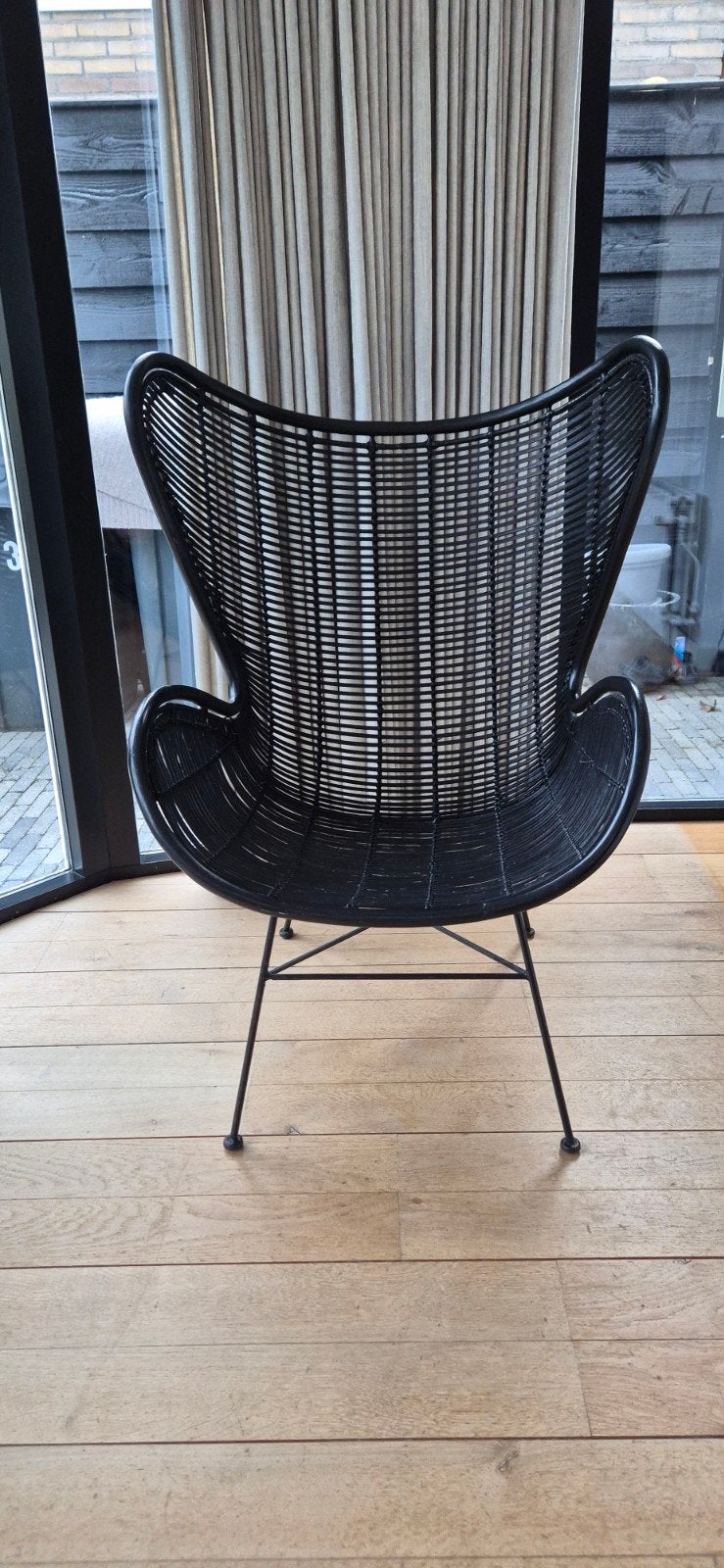 HKliving Egg Chair Zwart - Rotan Hangstoel, Huis en Inrichting, Ophalen, Modern, Bohemian, Zwart, Riet of Rotan