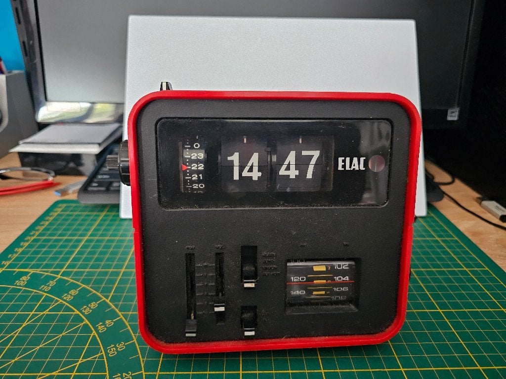 Vintage ELAC RD-100 Flipklok Radio – Space Age Design, Ophalen of Verzenden, Gebruikt, Overige typen