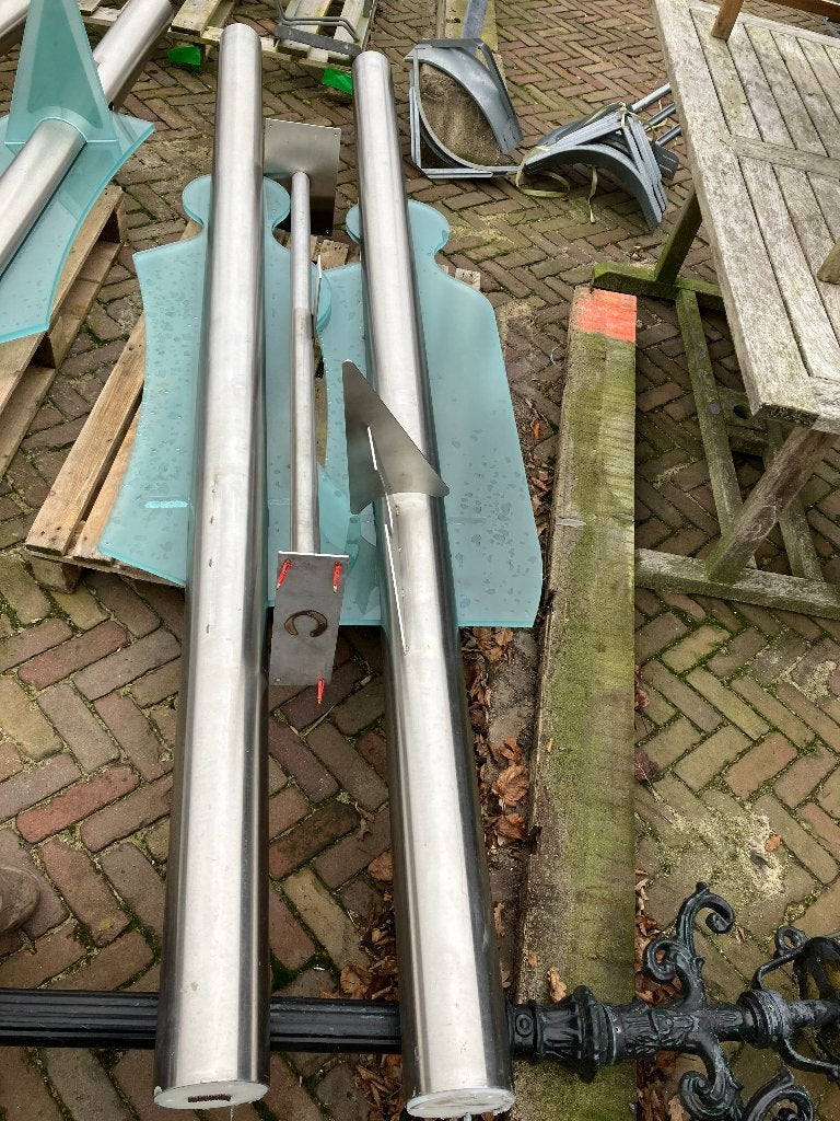 Zuil rvs staander schaamschot afscheiding glas ( 344 ), Ophalen, Zo goed als nieuw, Nb, Nb
