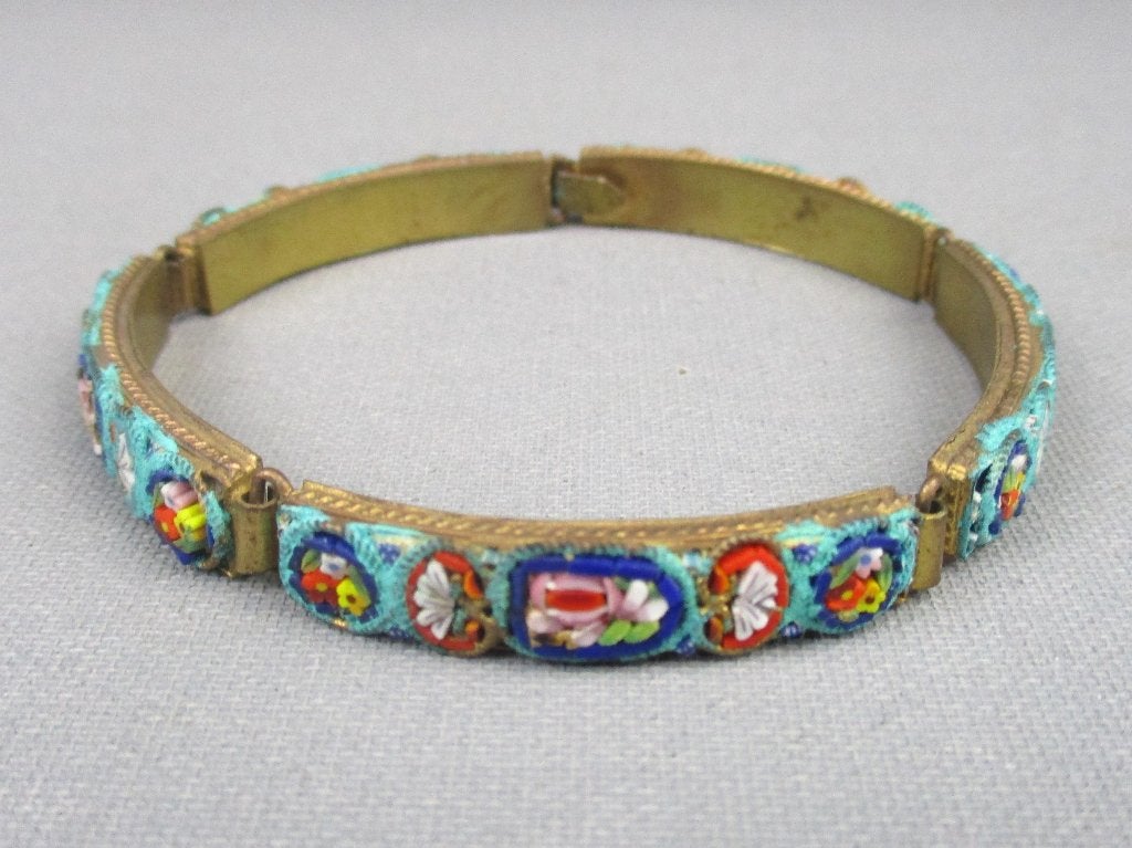 Armband Italiaanse micromozaiek millefiori  en messing, Sieraden, Tassen en Uiterlijk, Armbanden, Ophalen of Verzenden, Gebruikt