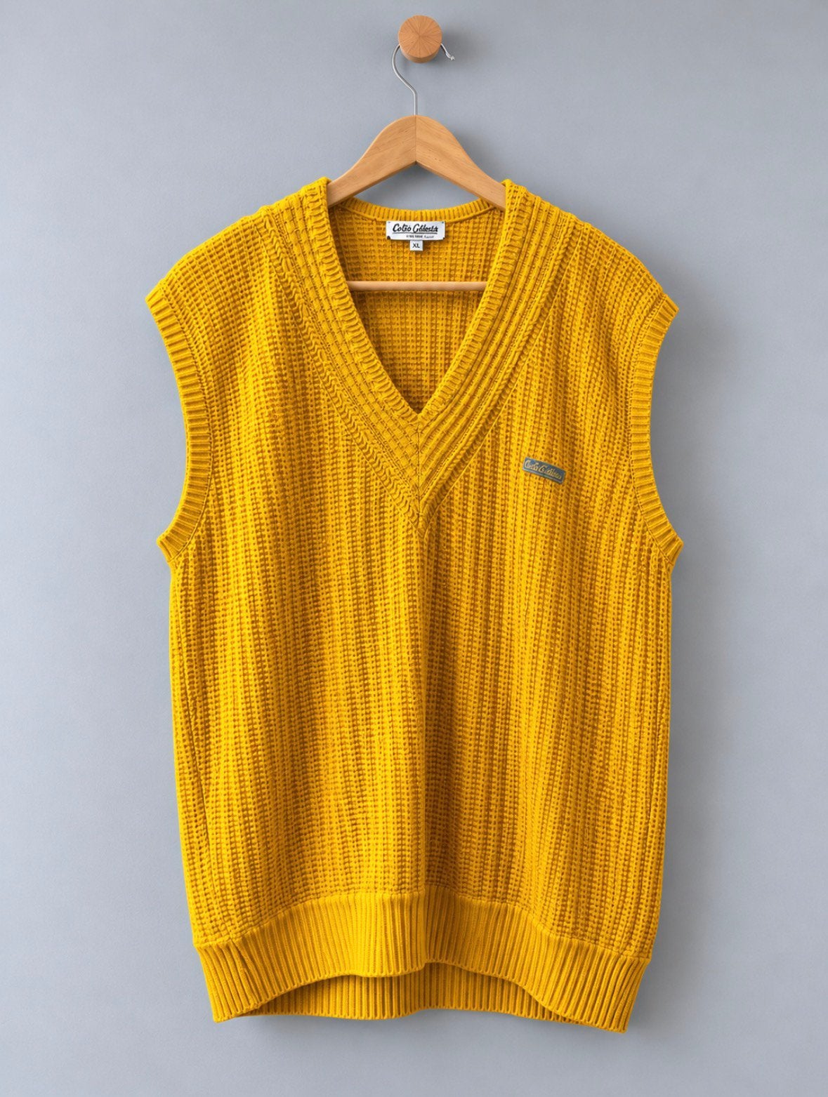 Carlo Colucci knit spencer vest oker geel XL extra large, Ophalen of Verzenden, Zo goed als nieuw, Maat 56/58 (XL)