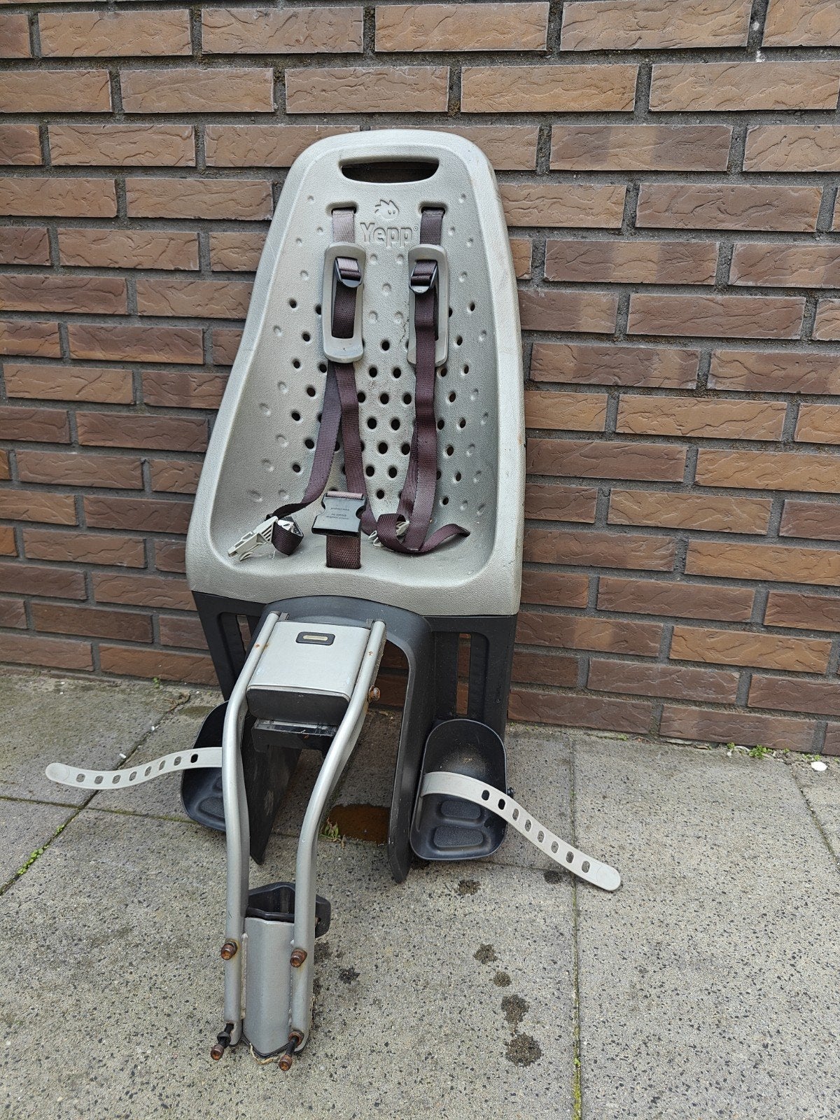 Yepp kinderstoel fiets grijs - prima staat, Achterzitje, Yepp, Ophalen of Verzenden, Gebruikt