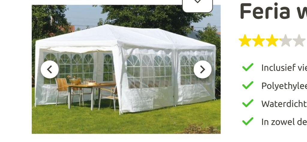 Partytent afsluitbaar 6 x 3 meter, Ophalen, Opvouwbaar, Partytent, Minder dan 4 meter