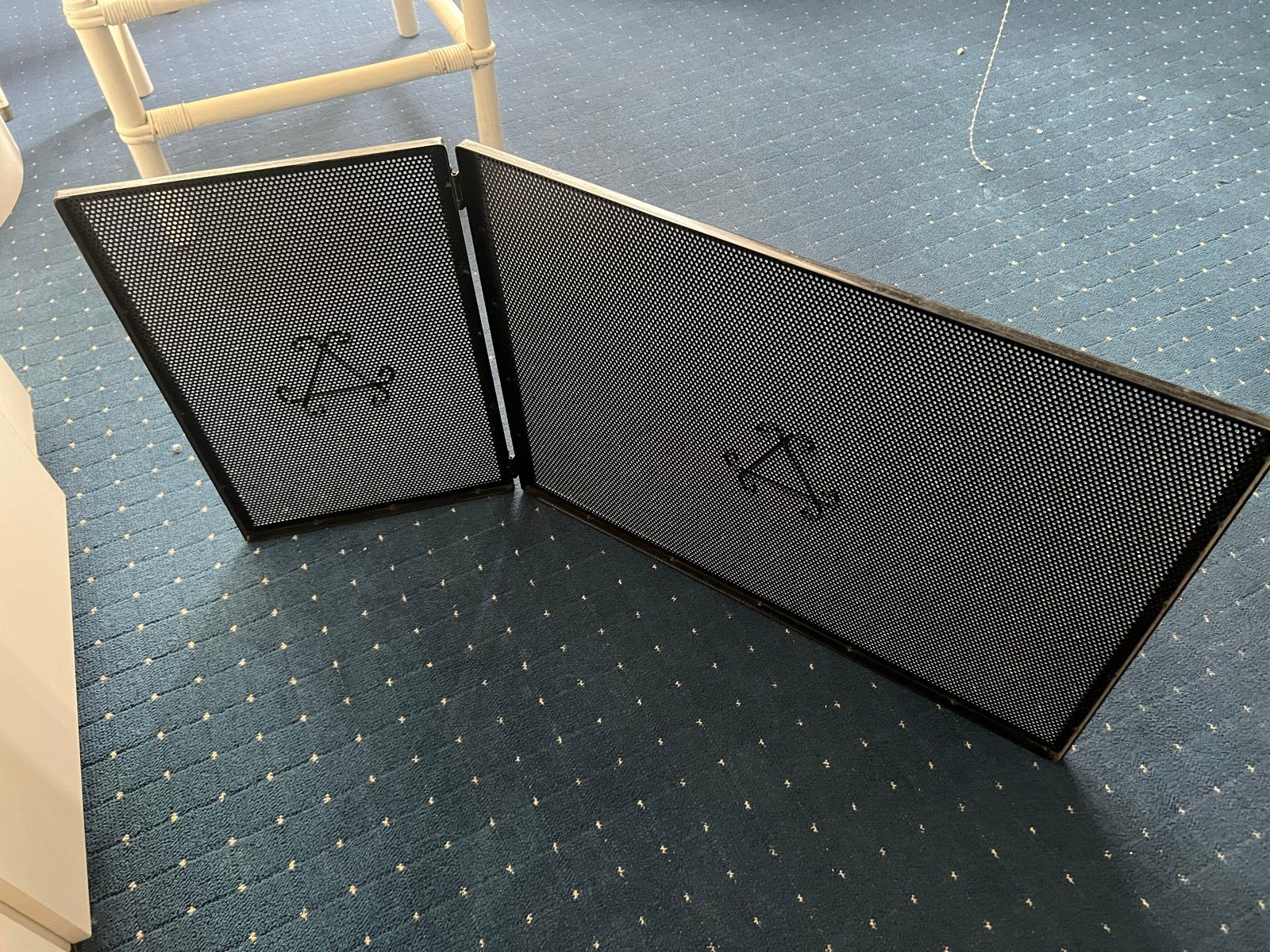 Zwart metalen haardscherm met decoratief patroon, Ophalen, Gebruikt, Vrijstaande haard, Overige soorten