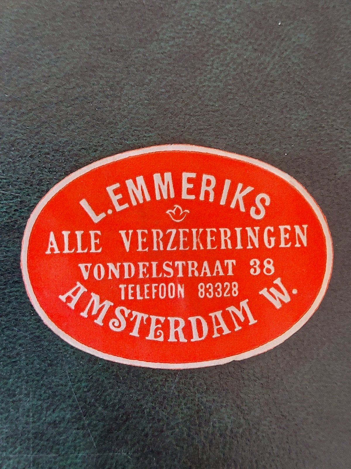Sluitzegel L. Emmeriks Verzekeringen  Amsterdam, Verzenden, Overige typen