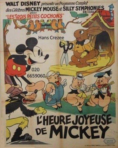 gezocht oud tekenfilm affiche Disney Mickey Mouse 1930 1940, Verzamelen, Ophalen of Verzenden, A1 t/m A3, Film en Tv, Rechthoekig Staand