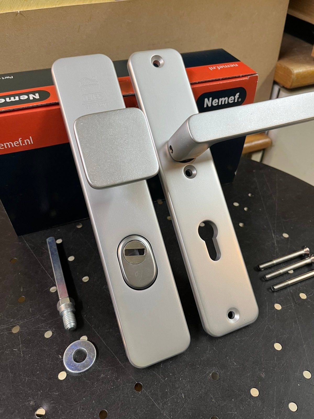 Nemef Veiligheid Langschild F1 zilver Knop-Kruk SKG3 NIEUW, Zilver, Overige thema's, Nieuw, Overige merken