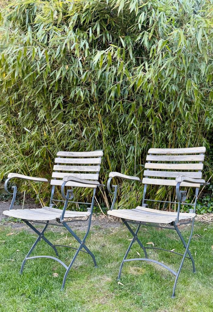 2 antieke bistro stoeltjes, Tuin en Terras, Ophalen of Verzenden, Zo goed als nieuw, Metaal