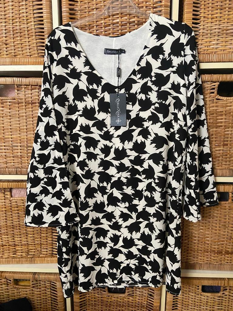 Perla Nera jurk met vogelprint, maat XL, Kleding | Dames, Jurken, Zwart, Maat 46/48 (XL) of groter, Nieuw, Ophalen of Verzenden
