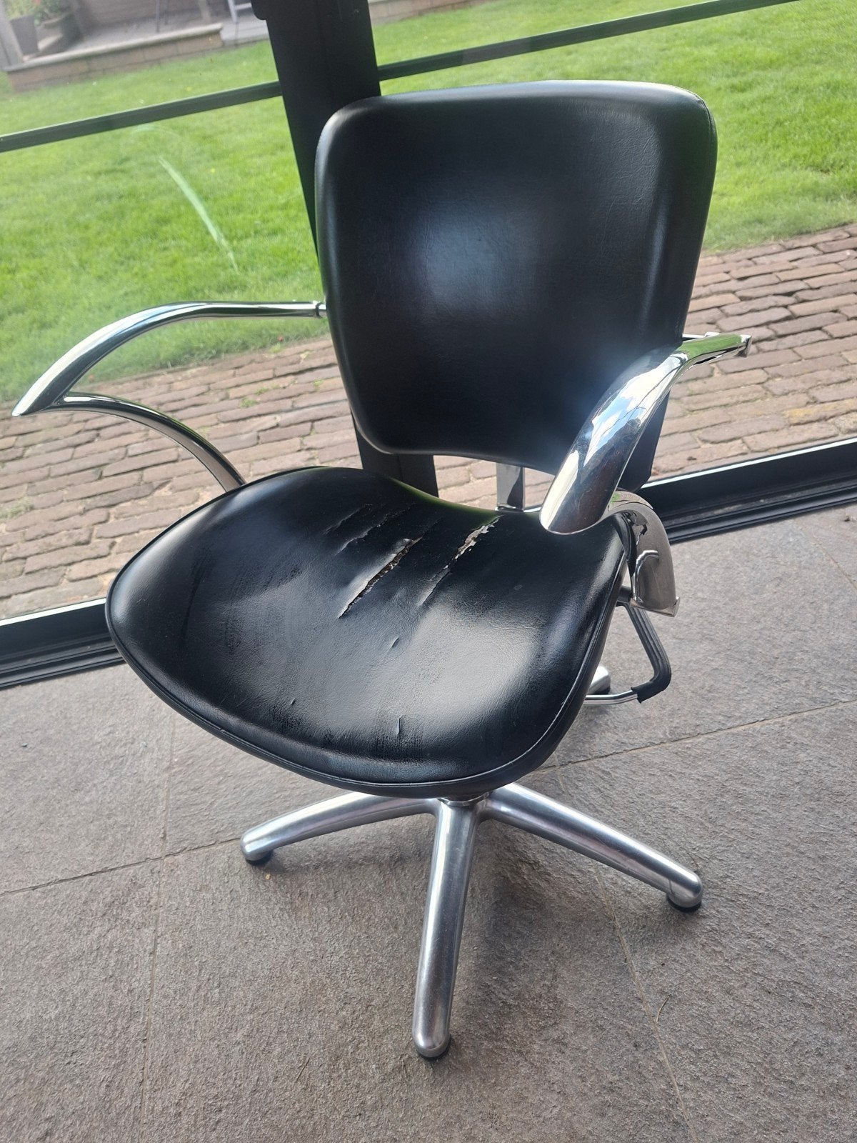 kappersstoel, Ophalen, Gebruikt, Zwart