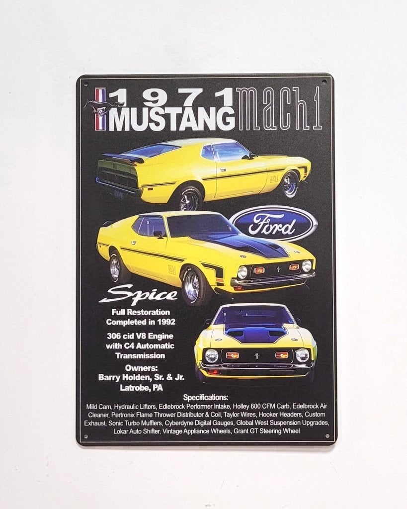 Ford Mustang Mach 1 reclamebord van metaal wandbord deco, Ophalen of Verzenden, Nieuw, Auto's