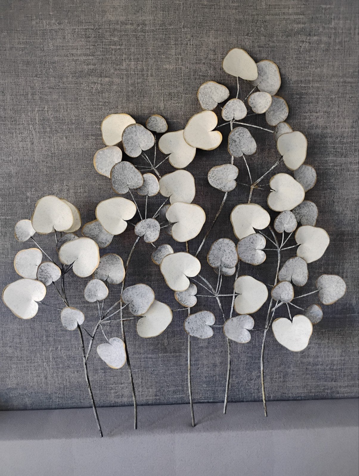 Metalen wanddecoratie blauw/wit/brons/koper-kleurig, Ophalen, Metaal, 83 cm, Decoratieobject