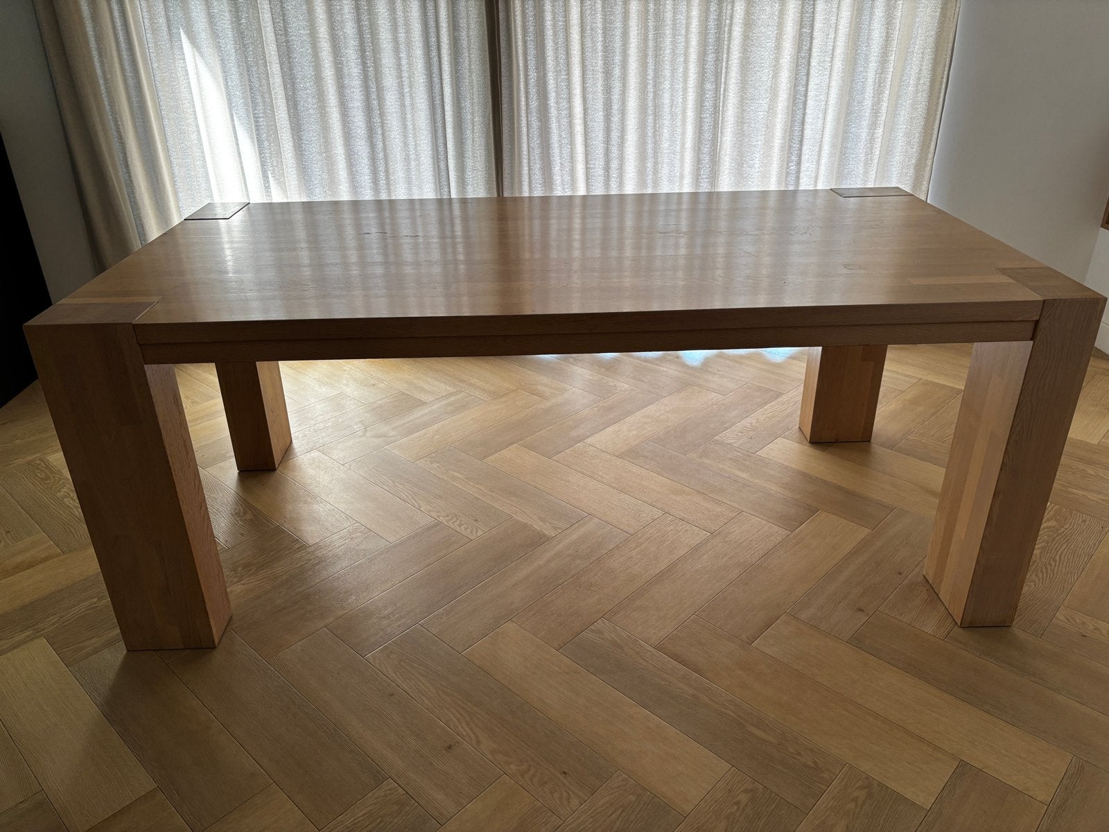 Massief eiken eetkamertafel Dento Goossens 200x100cm, Ophalen, Gebruikt, 100 tot 150 cm, Eikenhout