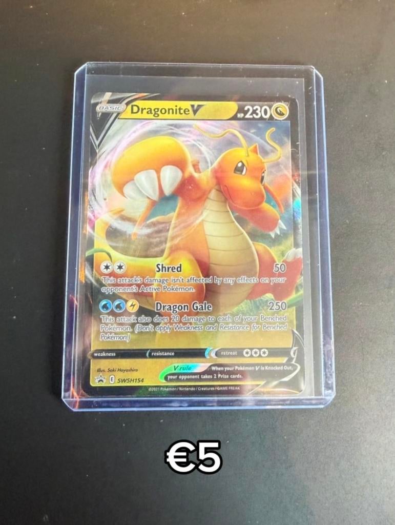 Dragonite V SWSH154 Promo Pokémon Kaart, Ophalen of Verzenden, Zo goed als nieuw, Losse kaart, Foil