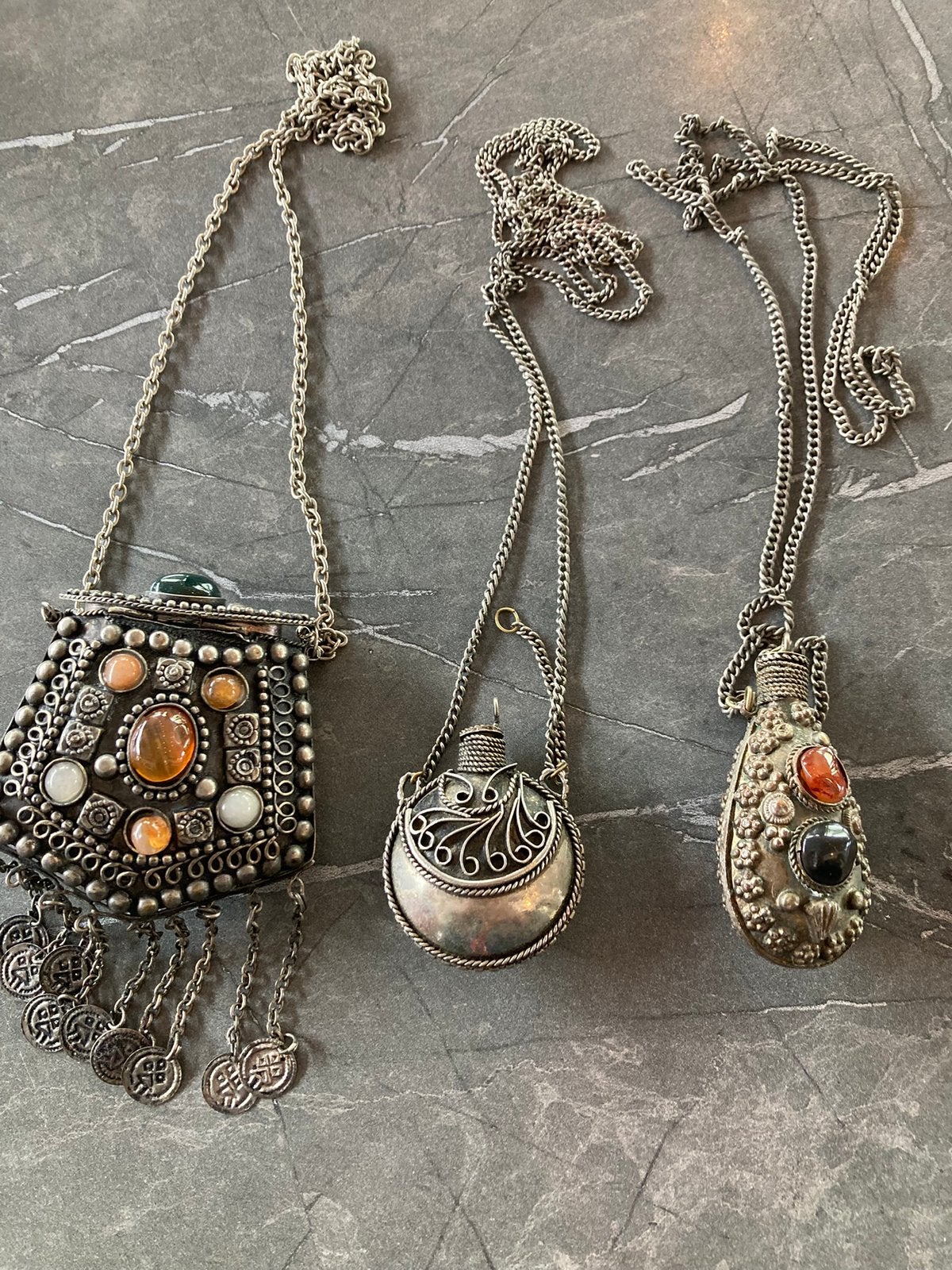 Drie snuff box doosjes flesjes Tibet Tibetaans zilver PPSTK!, Antiek en Kunst, Ophalen