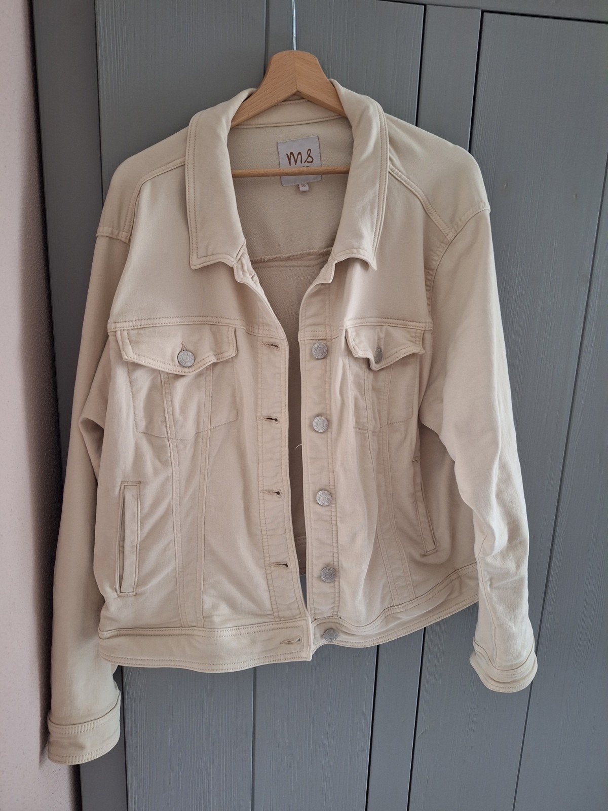 MS Mode spijkerjack maat 50 zgan, Beige, Maat 46/48 (XL) of groter, Ophalen of Verzenden, Zo goed als nieuw