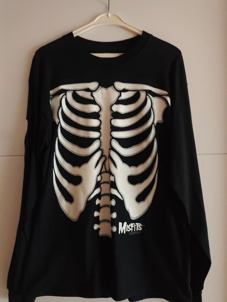 Misfits Bones Longsleeve uit 1997 blacklight fluor print, Ophalen of Verzenden, Nieuw, Maat 48/50 (M), Zwart