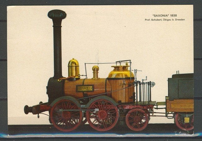 Locomotief Lok SAXONIA 1838 FotoAnsichtkaart Trein t-179 jdu, Ophalen of Verzenden, Zo goed als nieuw, Trein, Kaart of Prent