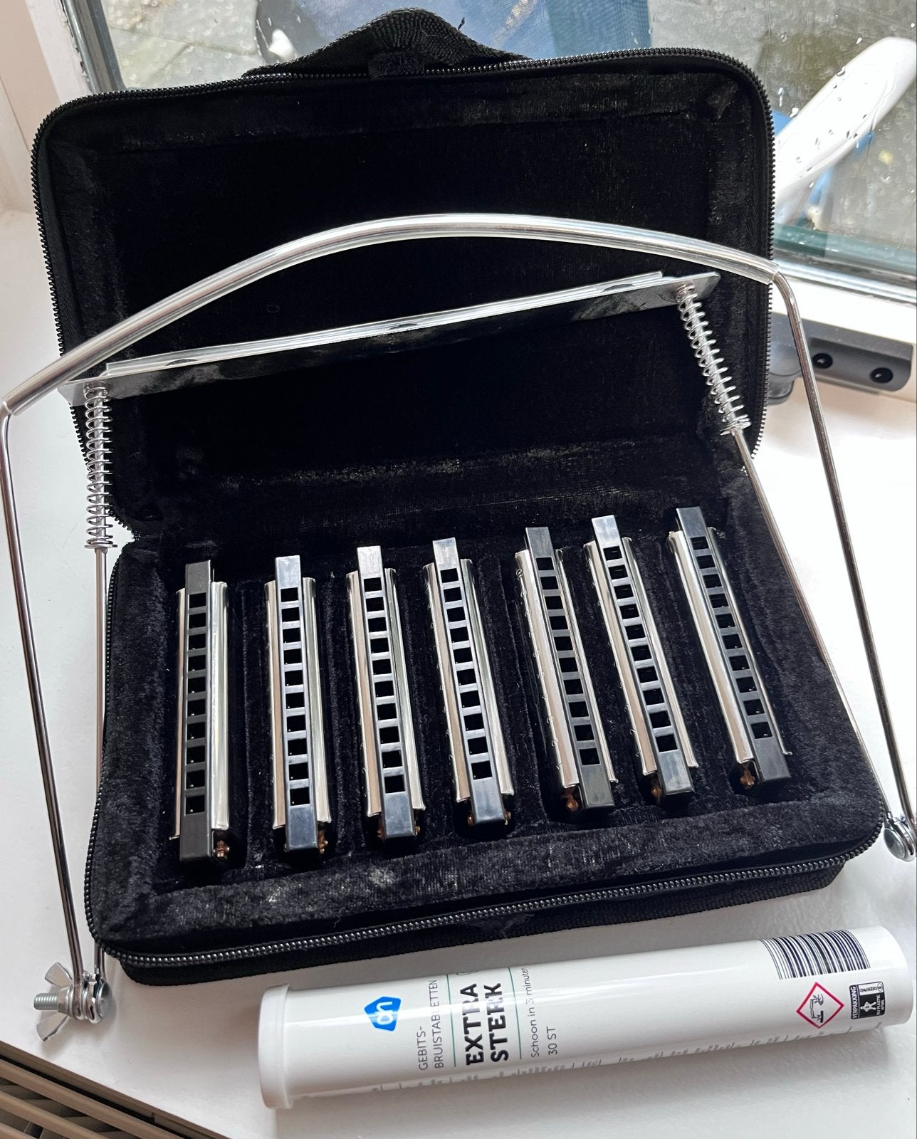 Hohner Special 20 bluesharp set, 7 stuks + nekhouders, Overige typen, Ophalen of Verzenden, Zo goed als nieuw, Met koffer of doosje