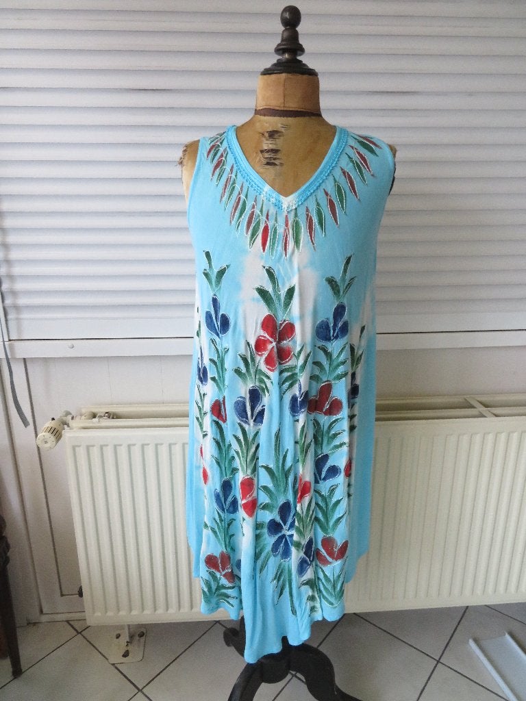 Dames zomer jurk 1maat made India L.Blauw Z.G.A.N., Kleding | Dames, Maat 38/40 (M), Blauw, Made India, Ophalen of Verzenden