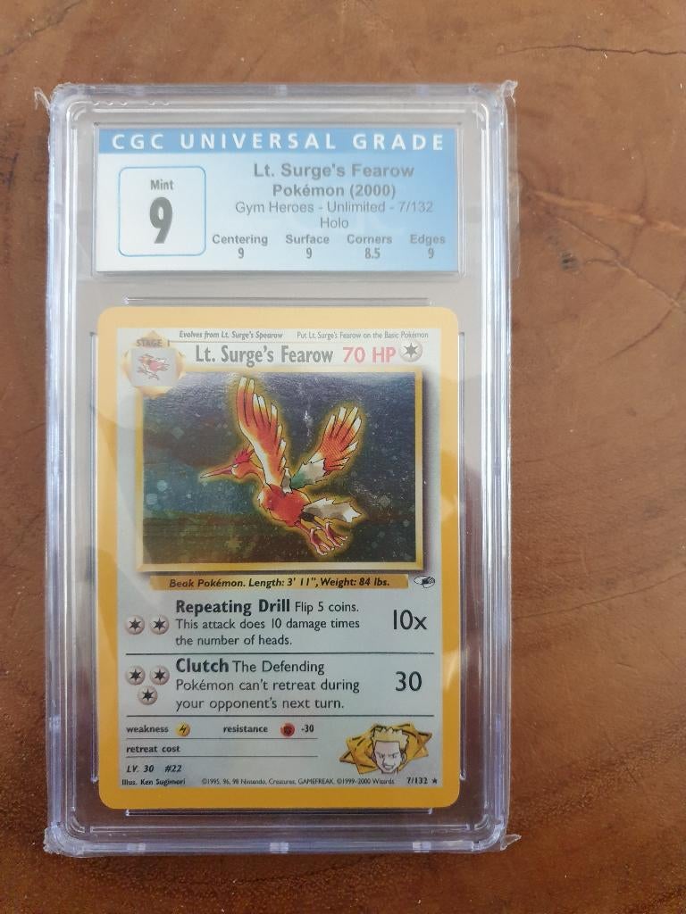 Lt. Surge´s Fearow holo nummer 7 van de serie Gym Heroes., Ophalen of Verzenden, Nieuw, Losse kaart, Foil