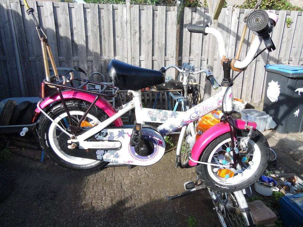 kinderfietske  loekie de luxe, Ophalen, Terugtraprem, Zijwieltjes, Gebruikt