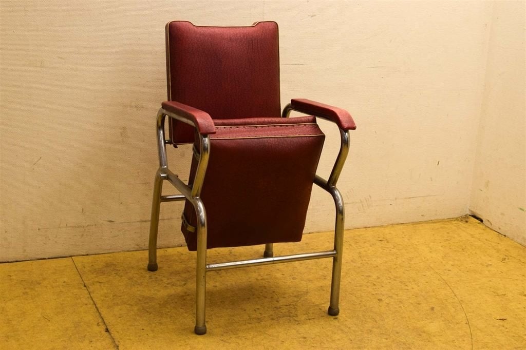 vintage Kappersstoel 45965, Ophalen of Verzenden, Gebruikt, Metaal, Vijf, Zes of meer stoelen