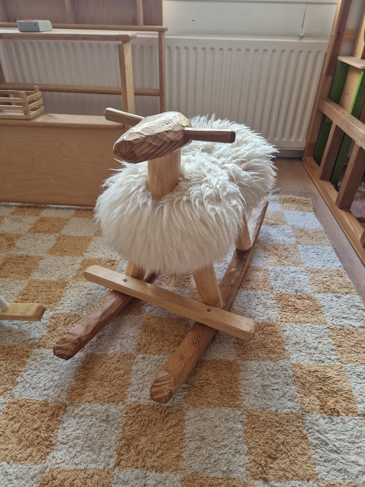 Houten schaap hobbelpaard met zachte vacht, Kinderen en Baby's, Ophalen