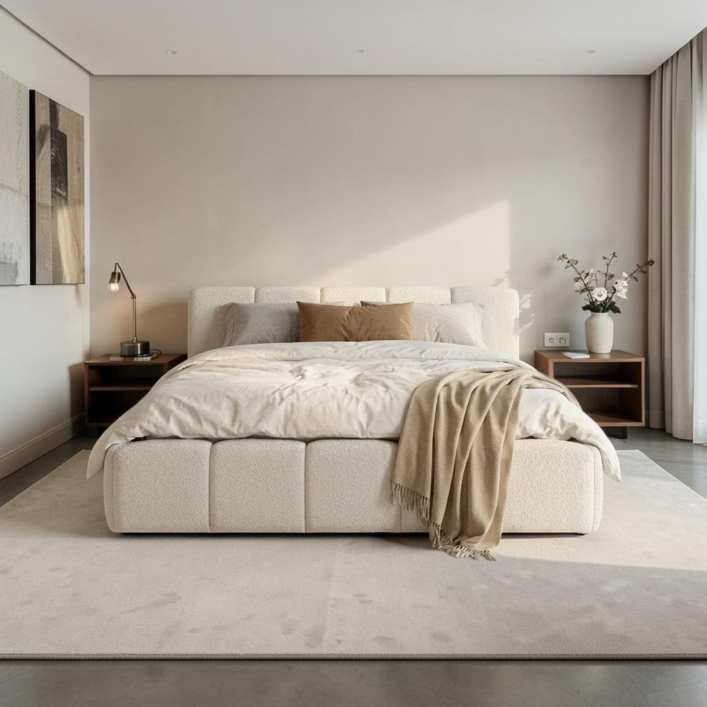 Boxspring Met Opbergruimte Japandi Model LEVERING + MONTAGE!, Ophalen, Japandi, Beige, 180 cm