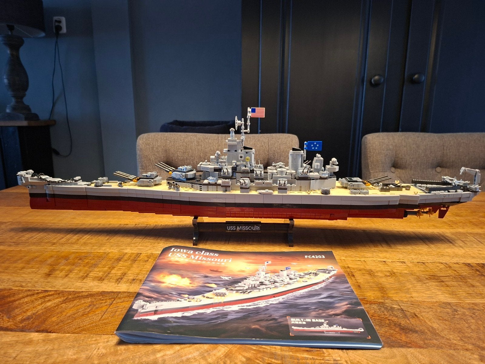 MOC USS Missouri slagschip - Groot en gedetailleerd bouwmode, Ophalen of Verzenden, Gebruikt, Groter dan 1:32, Overige merken