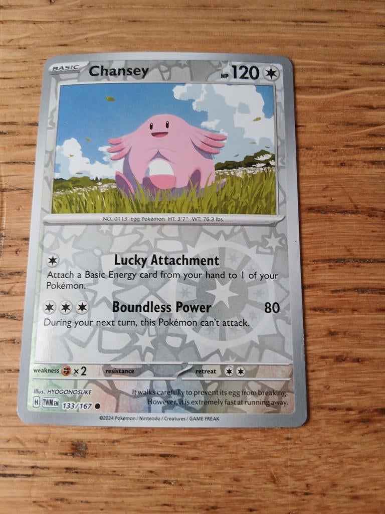 Pokémon Kaart Chansey 133/167 TWM EN, Ophalen of Verzenden, Zo goed als nieuw, Losse kaart