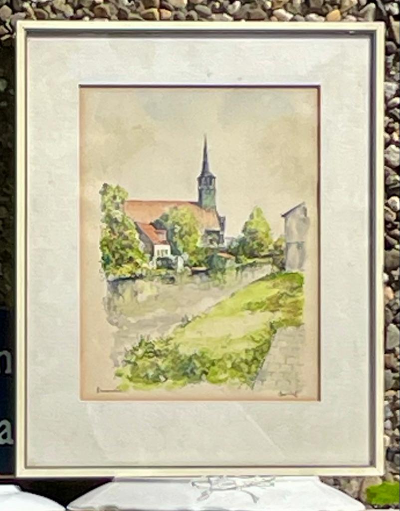 Aquarel Hervormde Kerk Krommenie, Ophalen of Verzenden