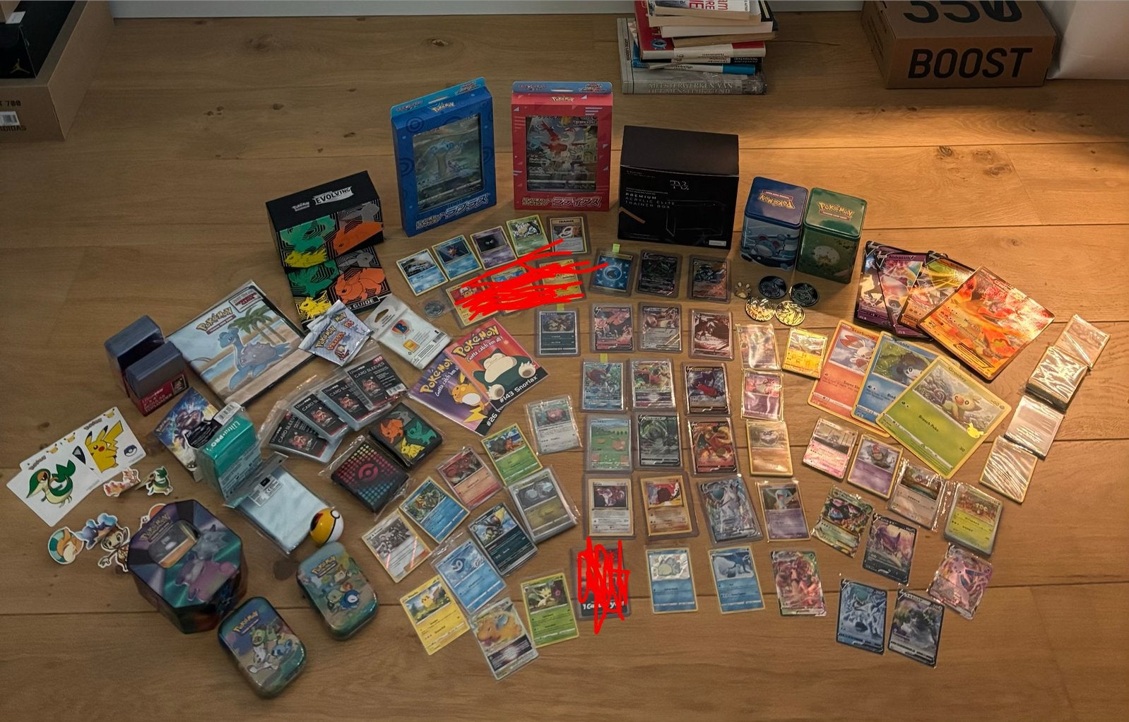 Grote pokemonkaarten verzameling met asseccoires | collectie, Ophalen of Verzenden, Gebruikt, Overige typen, Foil