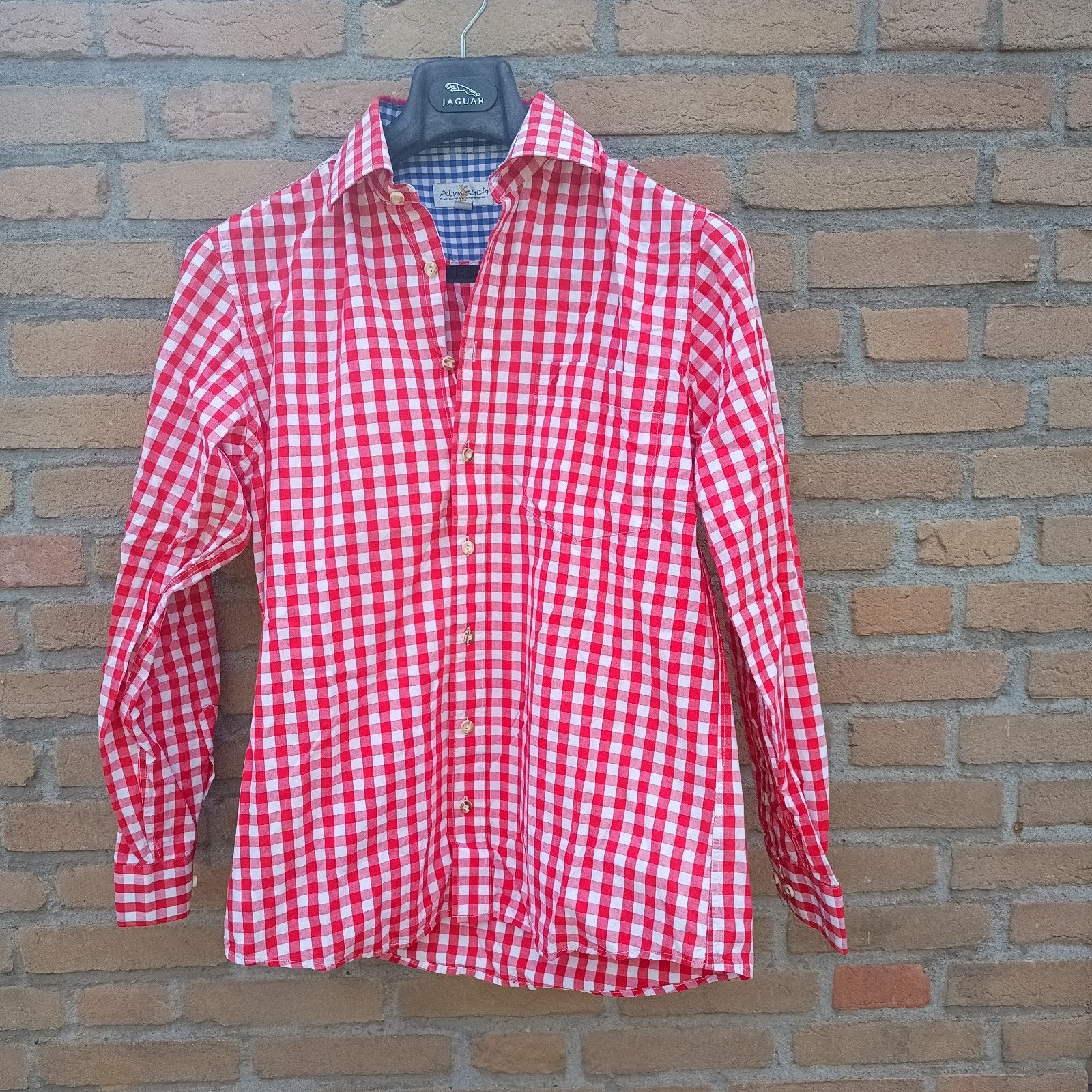 Tiroler overhemd 37 38 S Oktoberfest lederhose Almsach, Almsach, Ophalen of Verzenden, Zo goed als nieuw, Kleding