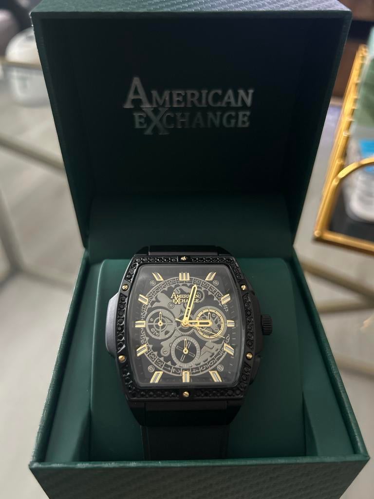 American Exchange Herenhorloge - Zwart met Gouden Details, Overige merken, Kunststof, Polshorloge, Nieuw