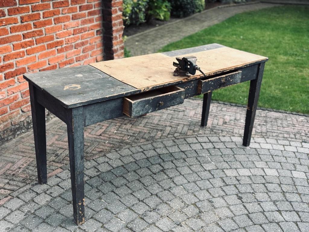 Retro Werkbank Incl. Bankschroef, Doe-het-zelf en Verbouw, Werkbanken, Ophalen, Gebruikt, 120 tot 170 cm, Bankschroef
