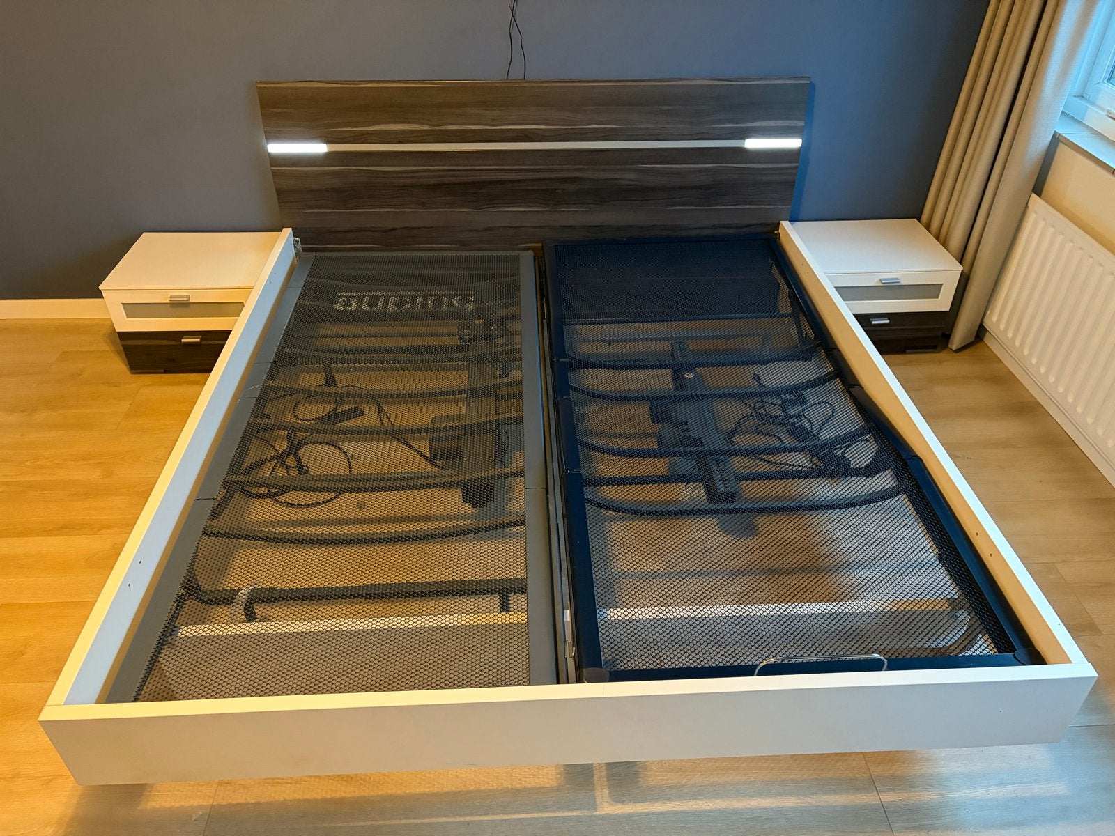 Bedframe compleet met Auping en Avek verstelbare bodems, Ophalen, 210 cm, Tweepersoons, 180 cm